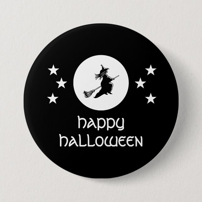 Bewitching Halloween Button, Black Button (Front)