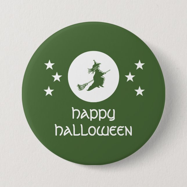 Bewitching Halloween Button, Green Pinback Button (Front)