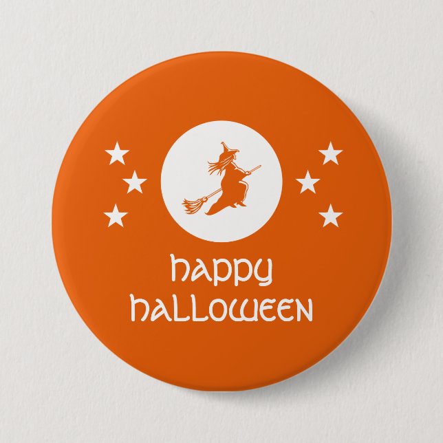 Bewitching Halloween Button, Orange Pinback Button (Front)