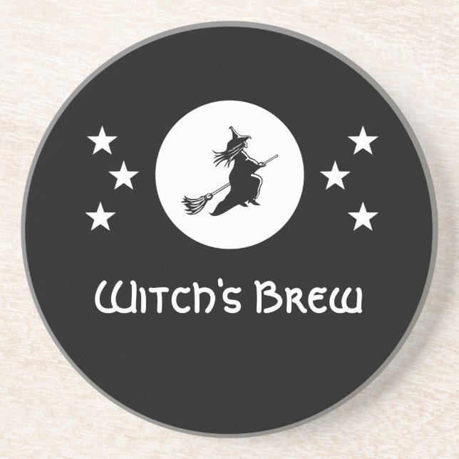 Bewitching Halloween Coaster, Black Drink Coaster (Front)