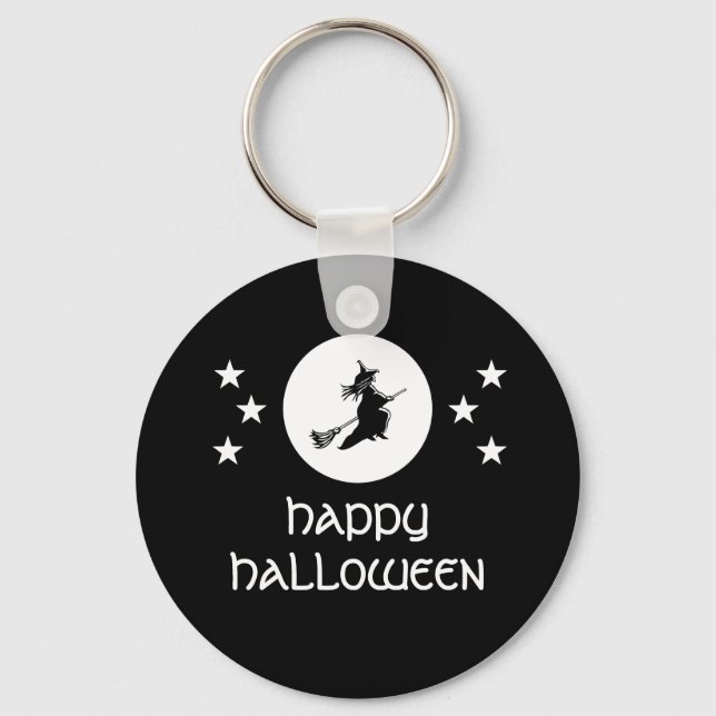 Bewitching Halloween Keychain, Black Keychain (Front)