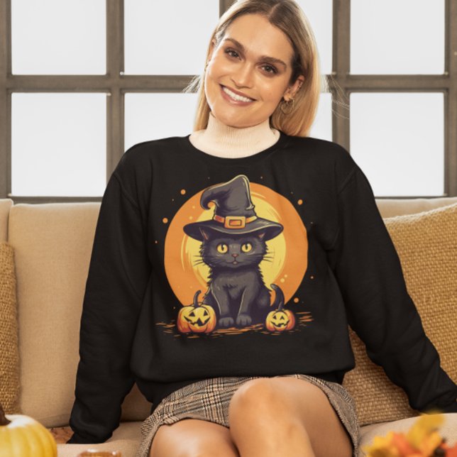 Bewitching Halloween Kitty Cat Sweatshirt (Creator Uploaded)