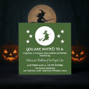 Bewitching Halloween Party Invite, Green Invitation
