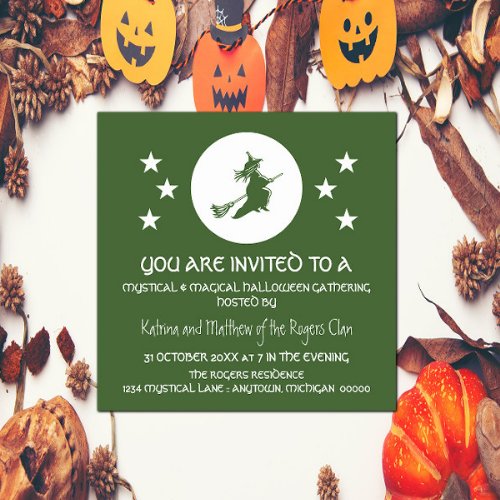 Bewitching Halloween Party Invite Green Invitation