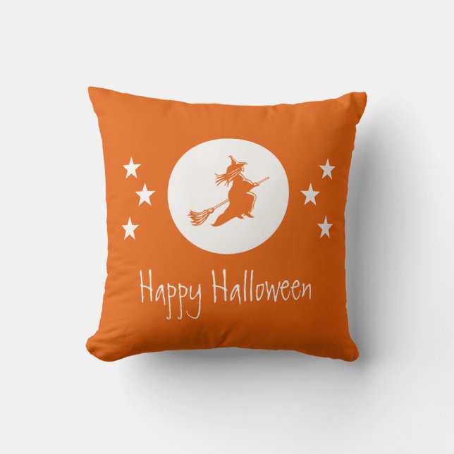 Bewitching Halloween Pillow, Orange Throw Pillow (Front)