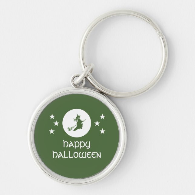 Bewitching Halloween Premium Keychain, Green Keychain (Front)