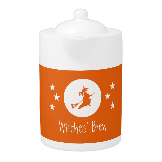 Bewitching Halloween Teapot, Orange Teapot (Front)