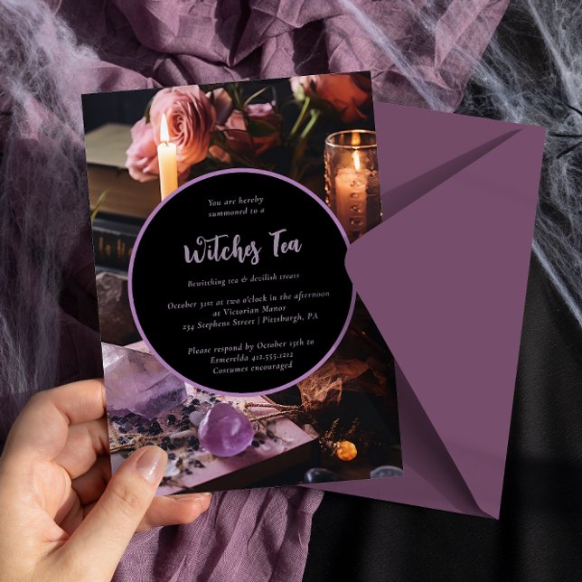 Bewitching Halloween Witches Tea Party Invitation  (Witches Tea Halloween Invitation)