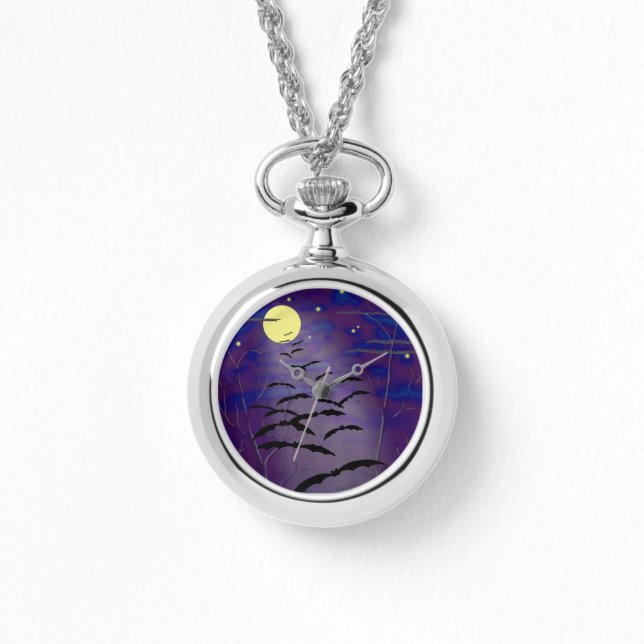 Bewitching Hour with Full Yellow Moon and Bats Watch (Front)