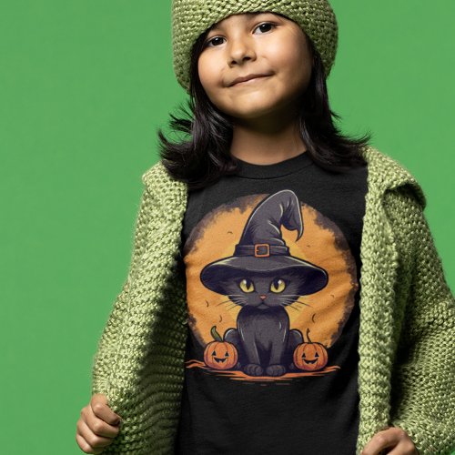 Bewitching Kitten Cat in Sorcerers Halloween Hat T_Shirt