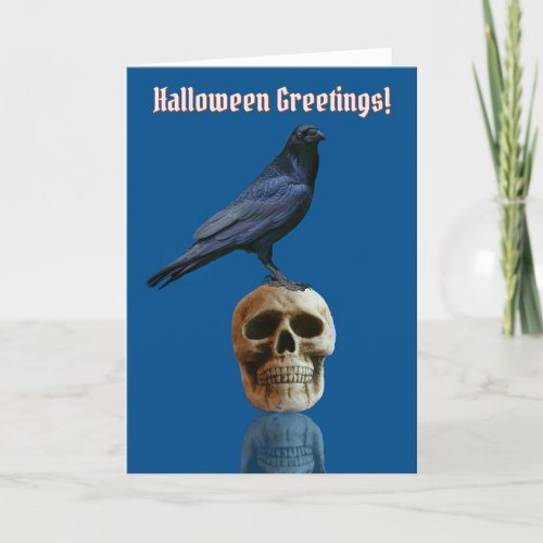 Bewitching Raven or Crow Skull Gothic Halloween Card
