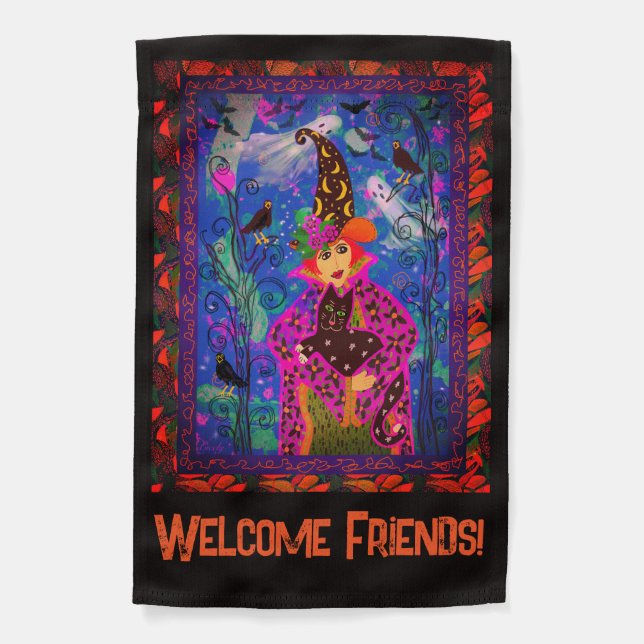 Bewitching Spooky Halloween Night  Garden Flag (Front)