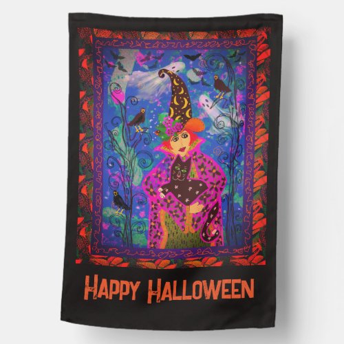 Bewitching Spooky Happy Halloween Night  House Flag