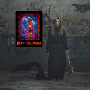 Bewitching Spooky Happy Halloween Party Décor  Poster