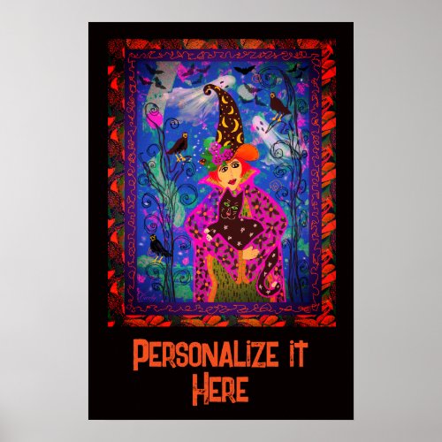 Bewitching Spooky personalized  Halloween Dcor  Poster
