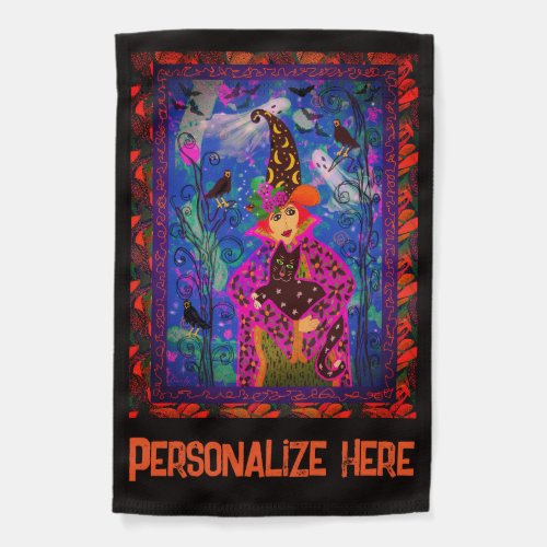 Bewitching Spooky Personalized Halloween Night  Garden Flag