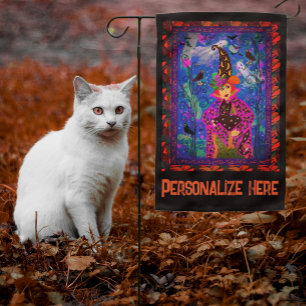 Bewitching Spooky Personalized Halloween Night Garden Flag