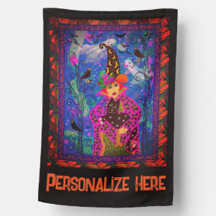 Bewitching Spooky Personalized Halloween Night House Flag