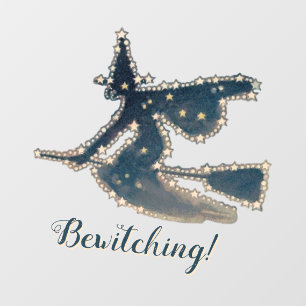 Bewitching Starry Night Flying Witch Window Cling