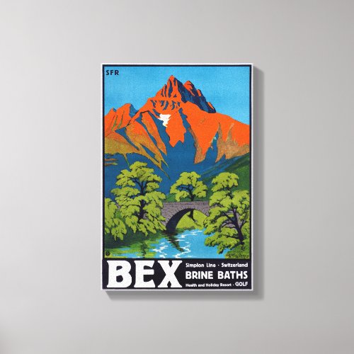 Bex Switzerland Vintage Travel Poster Restored Canvas Print