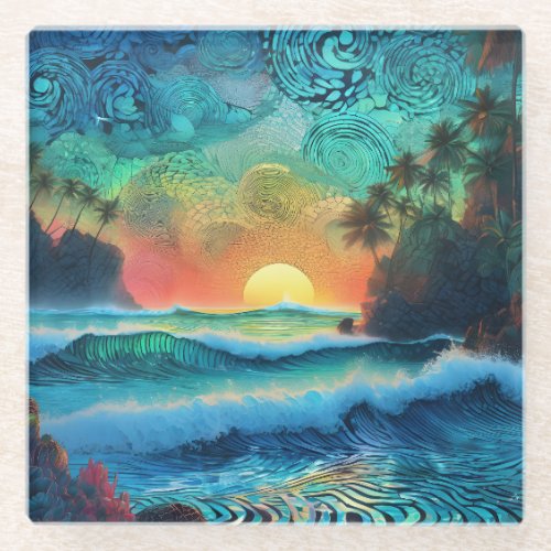 Beyond Blues Seascape Glass Coaster