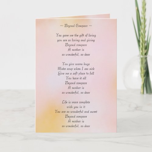 Beyond Compare Poem Card