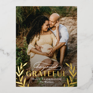 Beyond Grateful Foil Photo Thanksgiving Postcard