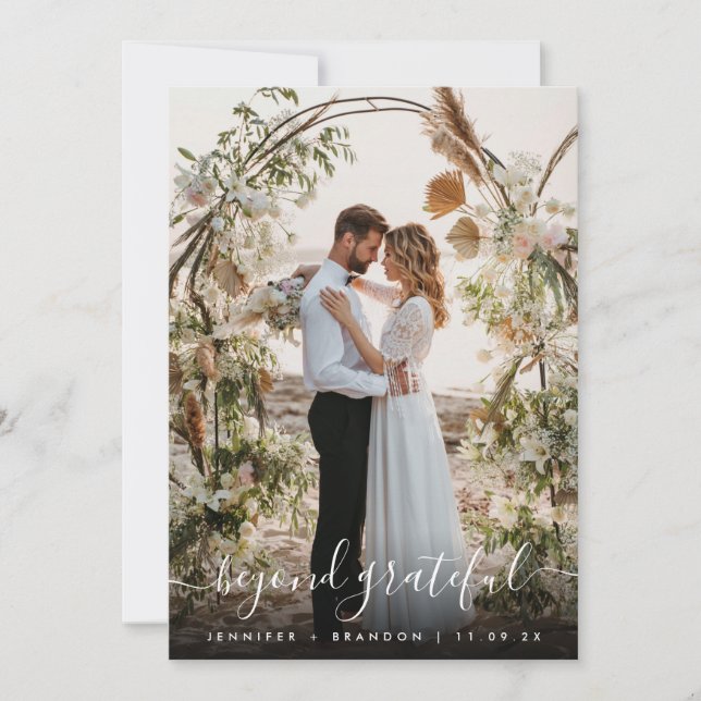Beyond grateful overlay photo thank you card (Front)
