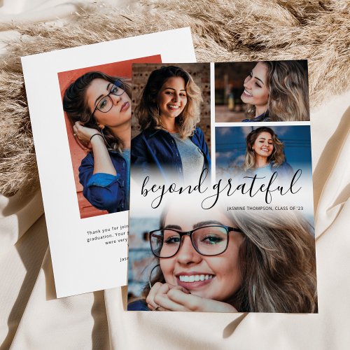 Beyond Grateful Photo Graduation Thank You Card