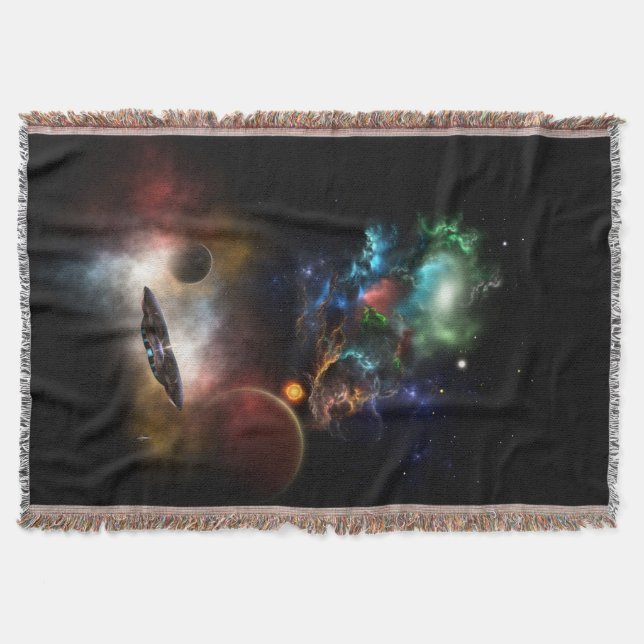 Beyond Space & Time Fractal Art II Spacescape Throw Blanket (Front)