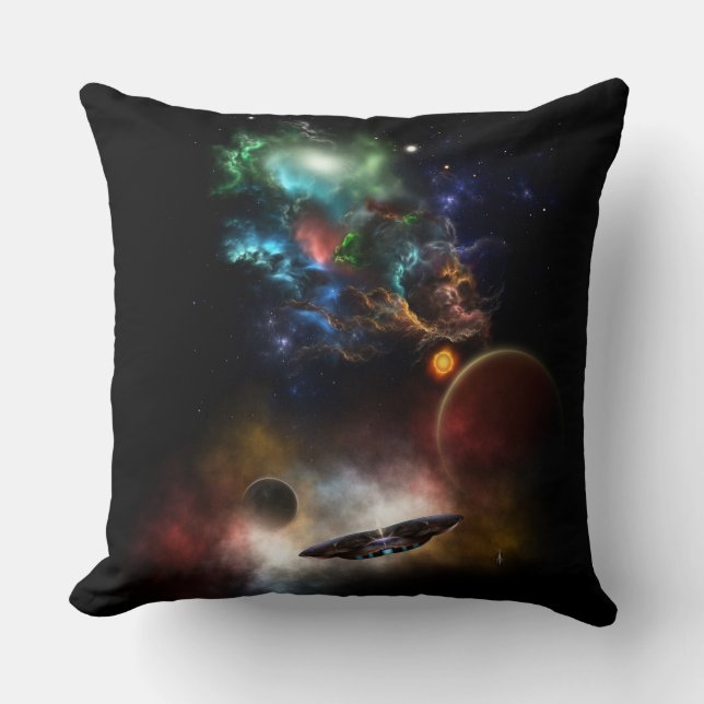Beyond Space & Time Fractal Art II Spacescape Throw Pillow (Front)