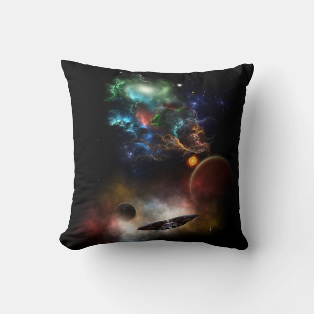 Beyond Space & Time Fractal Art II Spacescape Throw Pillow (Front)