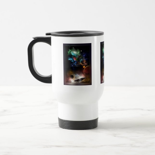 Beyond Space & Time Fractal Art II Spacescape Travel Mug (Left)