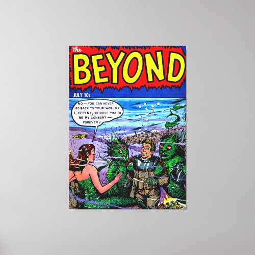 Beyond The Mermaid Kingdom Vintage Comics Canvas Print