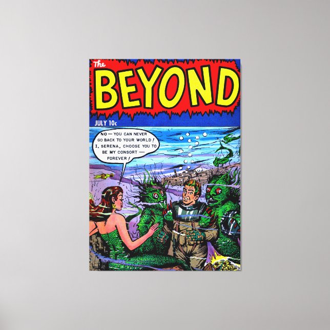 Beyond The Mermaid Kingdom Vintage Comics Canvas Print (Front)