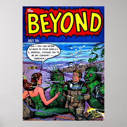 Beyond The Mermaid Kingdom Vintage Comics Poster