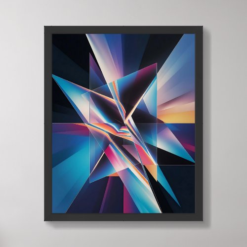 Beyond the PrismAbstract Geometry in Vibrant Hues Framed Art