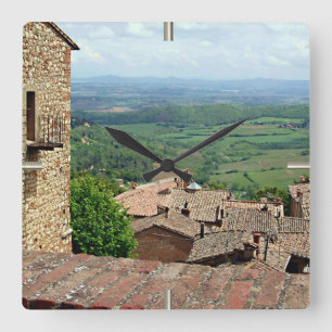 Beyond the Rooftops 1 Square Wall Clock