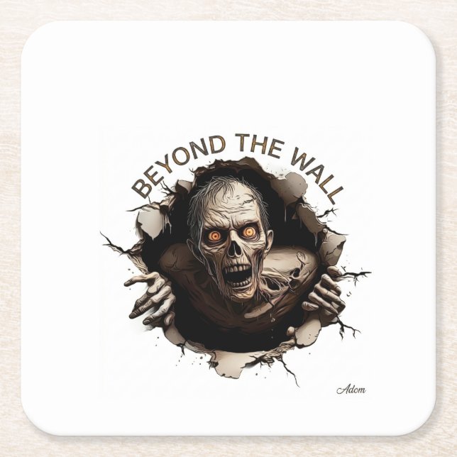 Beyond The Wall Zombie Long Sleeve Square Paper Coaster (Front)