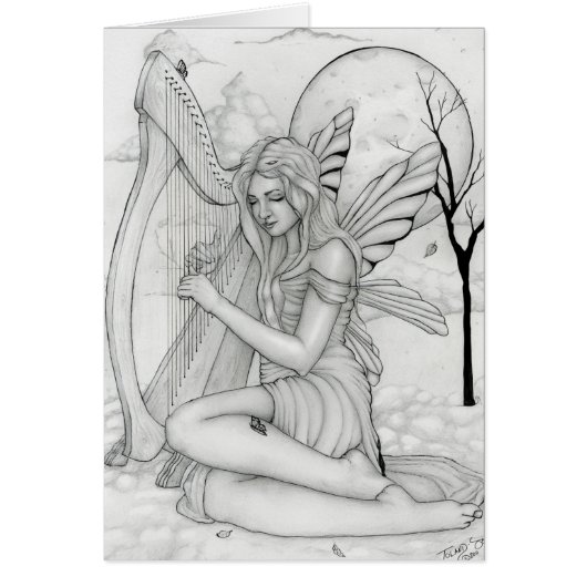 Beyond Time - fairy with harp Cards (Front)