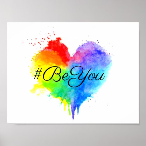 BeYou Rainbow Splattered Heart Print