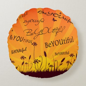 Beyoutiful Sunset And Butterflies Round Pillow by StarStruckDezigns at Zazzle