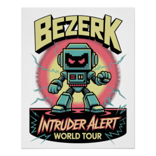 Bezerk Intruder Alert World Tour Retro Arcade Poster
