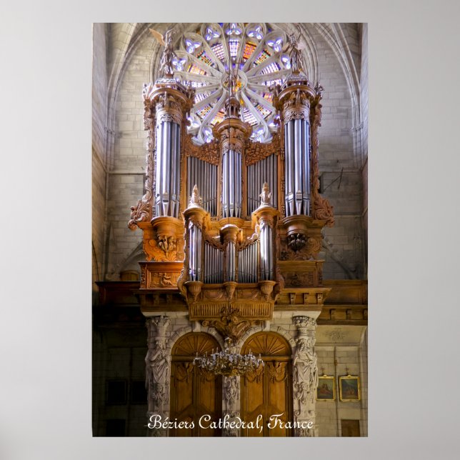 Béziers Cathedral, France, organ poster captioned (Front)
