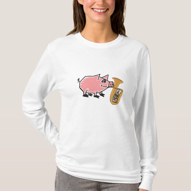 BF- Funny Pig Playing the Tuba T-shirt (Front)