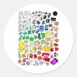 Bfdi Inanimate Insanity All Characters Classic Round Sticker