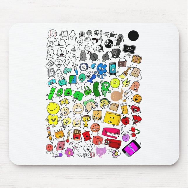 Bfdi Inanimate Insanity All Characters  Mouse Pad (Front)