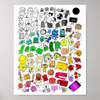 Bfdi Inanimate Insanity All Characters Poster