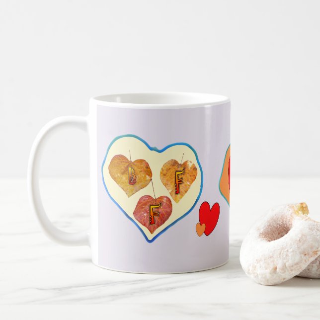 BFF 3 Leaves in Heart Coffee Mug (With Donut)