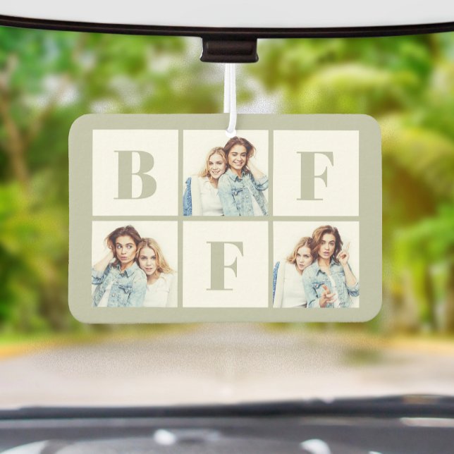 BFF 3 Photo Collage Best Friends Sage Green Air Freshener (Creator Uploaded)